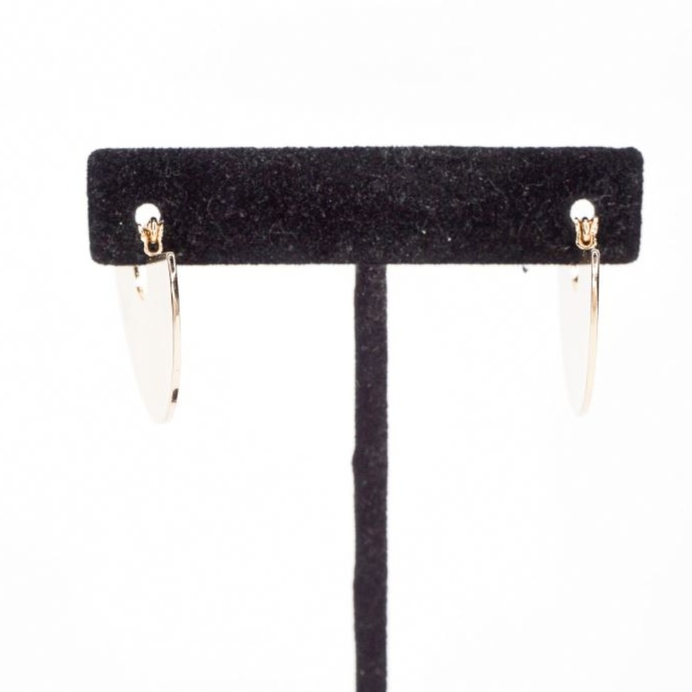 Flat Half Disc Gold Metal Earrings - Picture 3 of 4